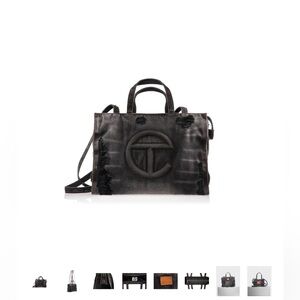 Telfar Medium Black Denim Distressed